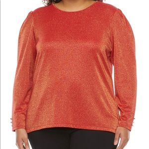 Red and gold long sleeve blouse. New with tags.